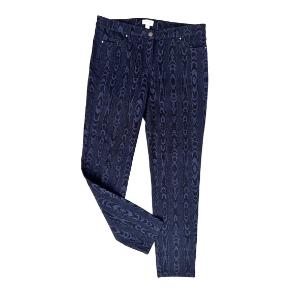 Per Se by Carlisle Ankle Pants 8 Blue Snake Cotton Stretch 5-Pocket Tapered New - Picture 1 of 7